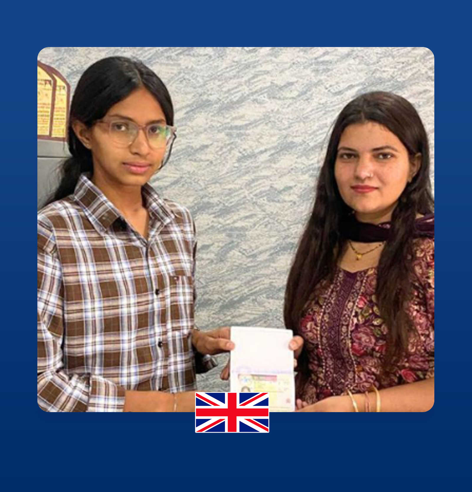 Students holding flags