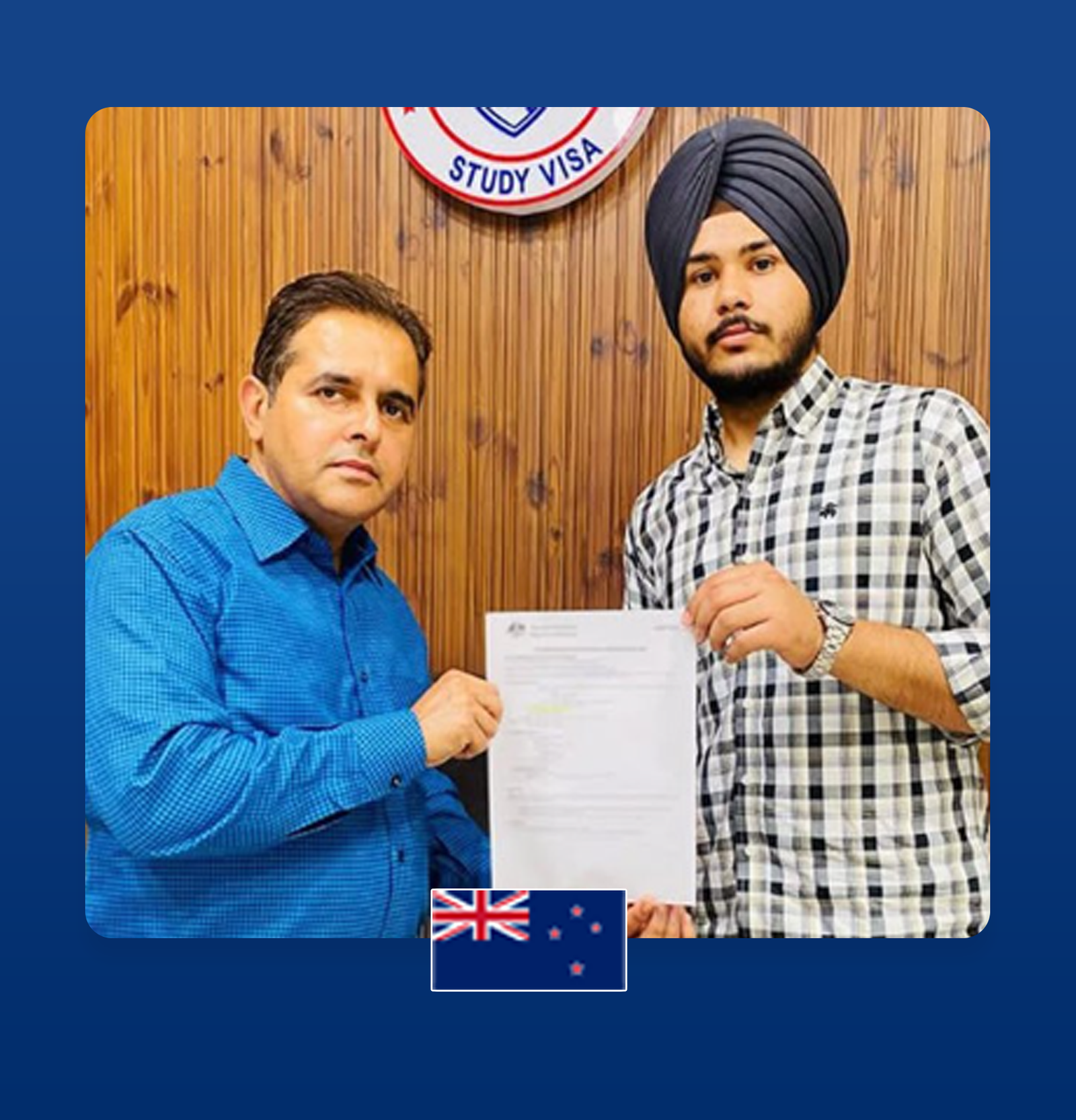 Graduating students with VISA sign